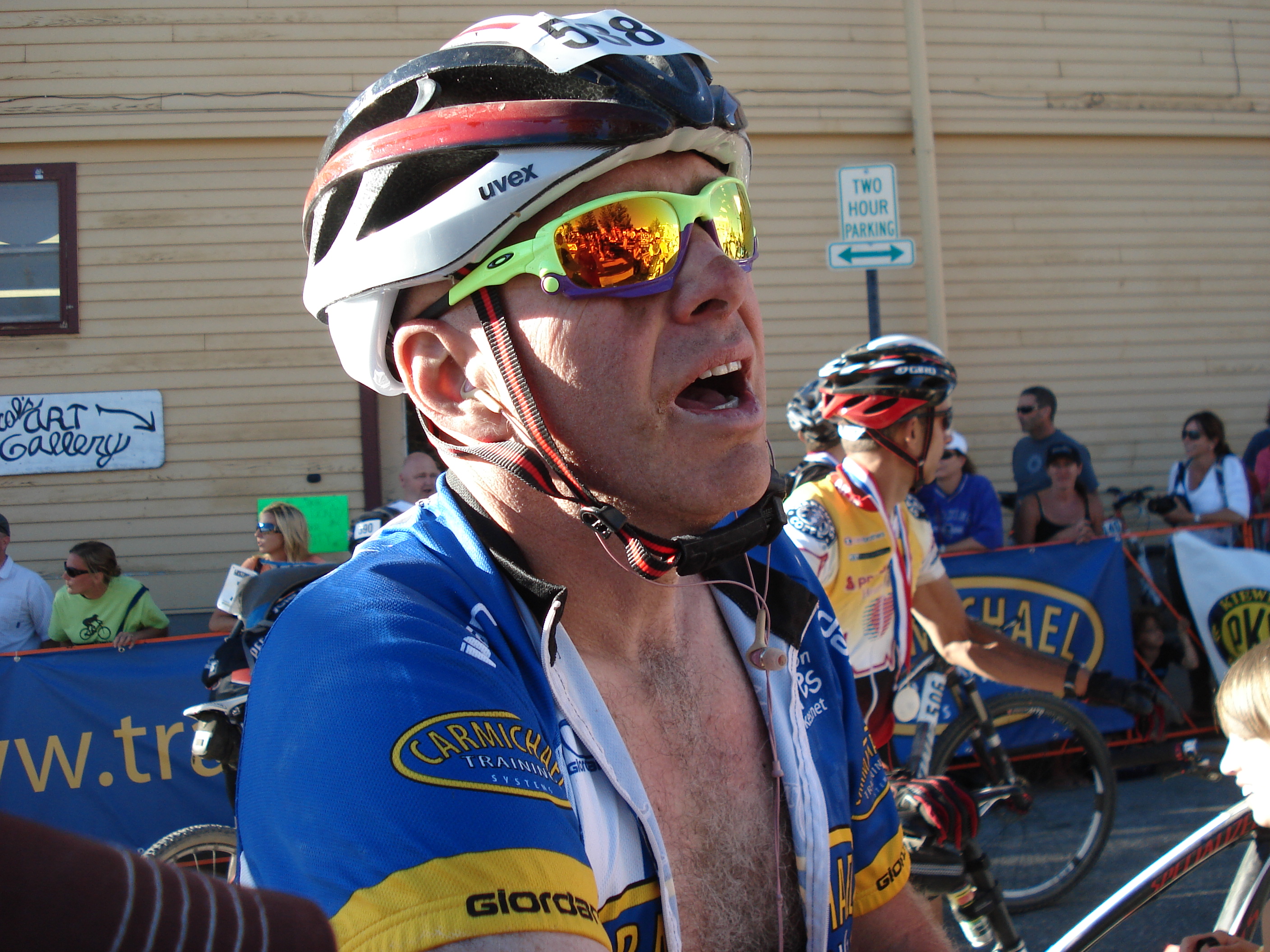 My first Leadville 100 finish in 2010. Eleven hours and forty two minutes of pain. My face shows it.